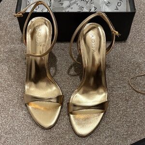 Aqua Metallic Gold Heels